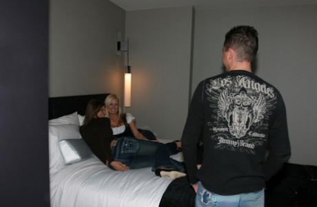 Blonde amateur Naughty Allie joins a couple for their first threesome