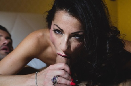Italian damsel Priscilla Salerno teases in white lingerie & gets a hot dicking