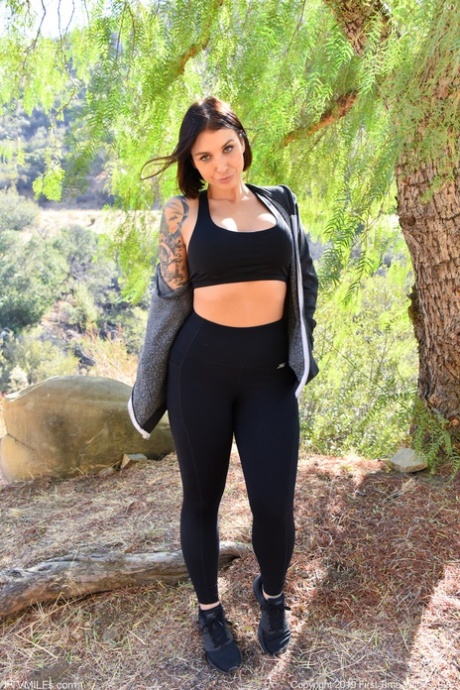 Sporty MILF Ivy toys her horny pussy after flaunting her juicy tits in public
